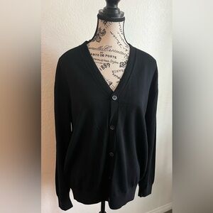 NWOT Black V-Neck Button Cardigan Boyfriend Sweater Size L